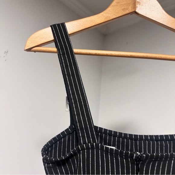 Forever 21 Black Pinstripe Bodycon Overall Mini Dress Women’s Size Small EUC - Picture 11 of 16